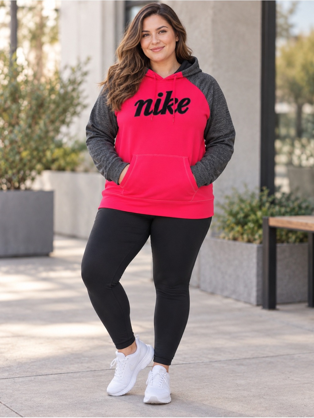 Nike Women's XL Pink red & Gray Pullover Hoodie like new